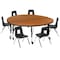 Flash Furniture Mobile 60" Circle Wave Oak Table Set-14" Chairs XU-GRP-14CH-A60-HCIRC-OAK-T-P-CAS-GG - alternate 7
